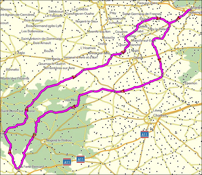 itinéraire la ferté-bernard